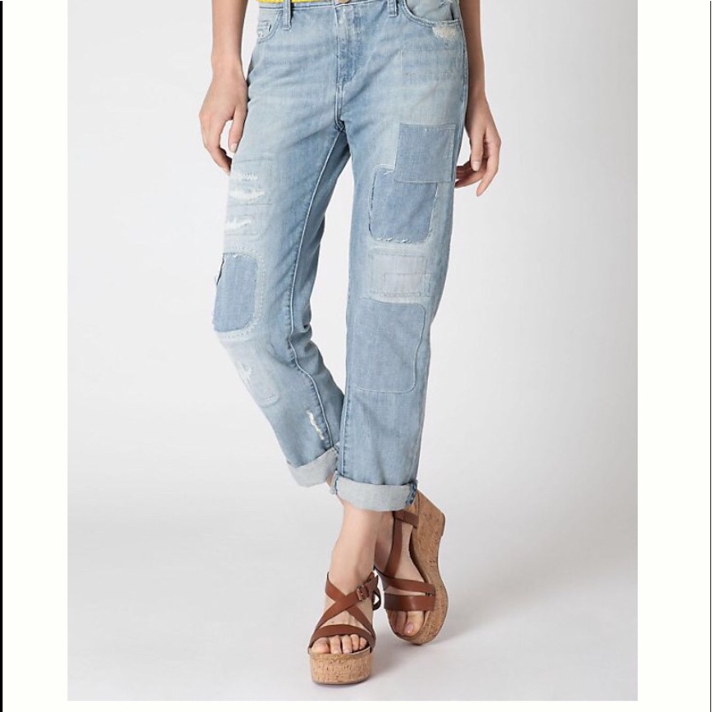 Anthropologie Light Wash Patchwork Cropped Jeans